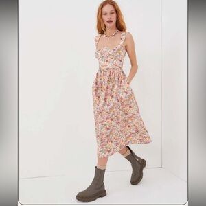 FOR LOVE & LEMONS THEODORA MIDI DRESS - PINK Size Medium